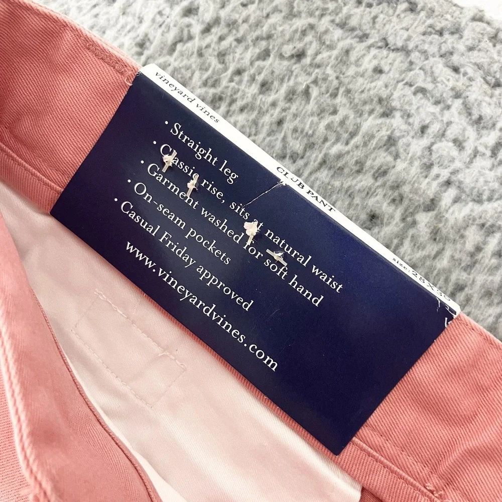 Vineyard Vines Club Pant Pants Mens 28x30 Pink Chino Classic Fit Cotton Casual